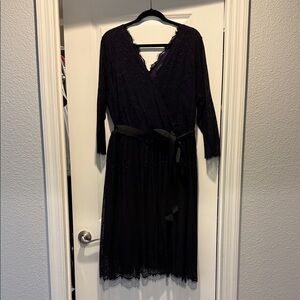 Lane Bryant Chic Black Lace Long Sleeve Dress